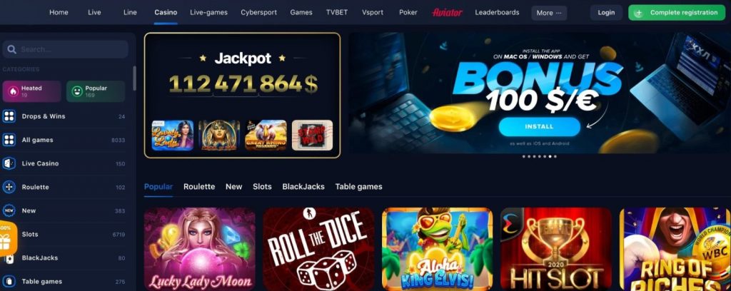1Win Casino Game Variety